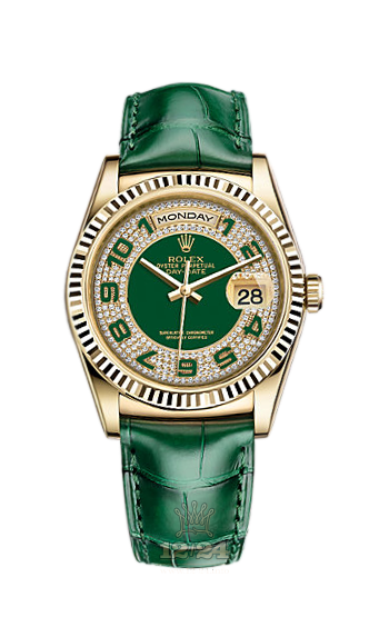Rolex Day-Date Watch 118138-0102 36 mm Yellow gold Case Green Dial