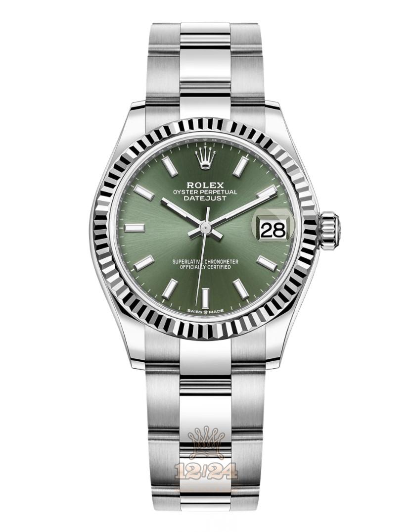 Rolex Datejust Watch 278274-0017 31 mm Stainless steel White gold Case Green Dial