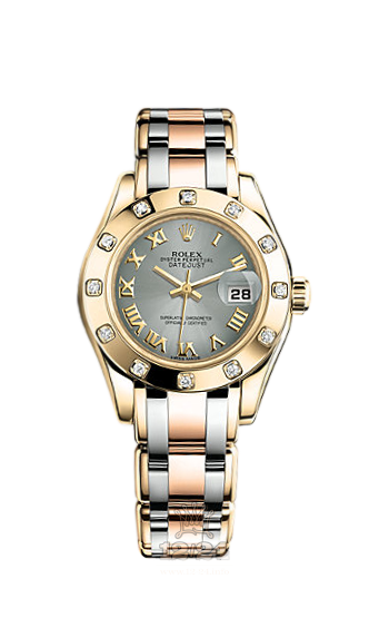 Rolex Pearlmaster Watch 80318-0052 29 mm Yellow gold Case Gray Dial