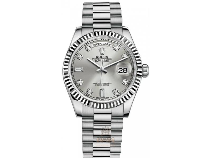 Rolex Day-Date Watch 118239-0086 36 mm White gold Case Silver Dial