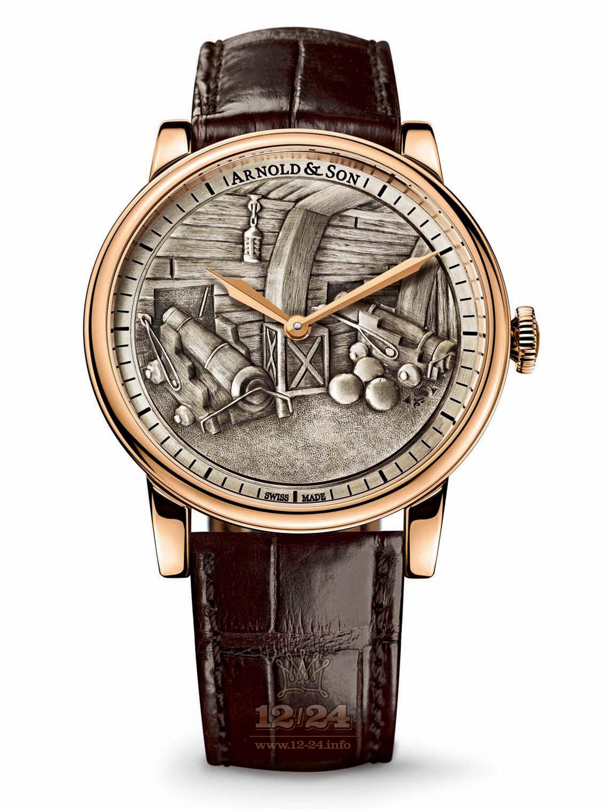Arnold Son Royal Collection Watch 1LCAP.S07A.C111A Pink gold Case Silver Painted Dial