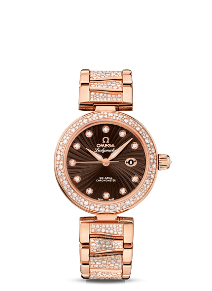 Omega Ladymatic Watch 425.65.34.20.63.003 34 mm Pink gold Ceramics Case Brown (chocolate) Dial