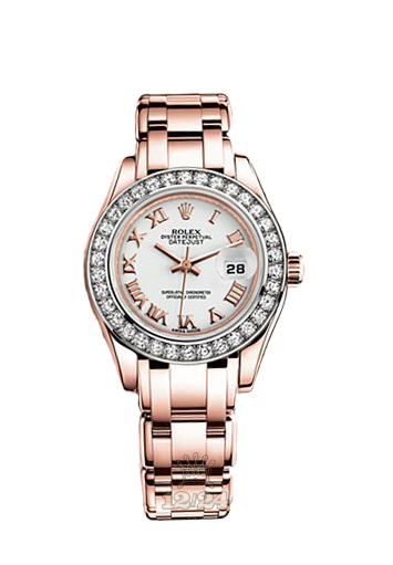 Rolex Pearlmaster Watch 80285-0029 29 mm Pink gold Case White Dial