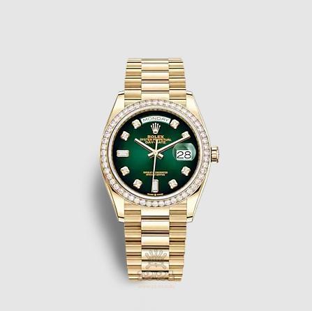 Rolex Day-Date Watch 128348rbr-0035 36 mm Yellow gold Case Green Dial