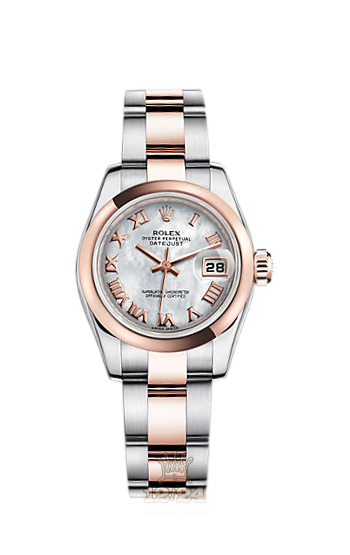 Rolex Lady-Datejust Watch 179161-0063 26 mm Steel / Pink gold Case White Dial