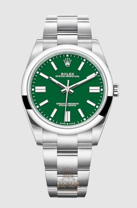 Rolex Oyster Perpetual Watch 124300-0005 41 mm Stainless steel Case Green Dial