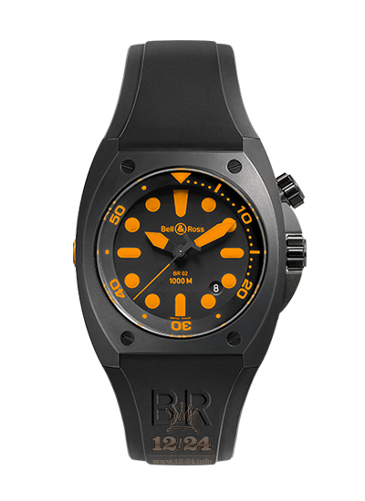 Bell & Ross Marine Watch BR02-ORANGE 44 mm Stainless steel PVD coating Case Black Dial