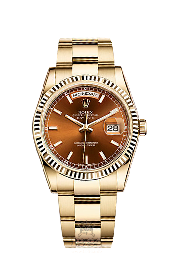 Rolex Day-Date Watch 118238-0425 36 mm Yellow gold Case Red Brown (chocolate) Dial