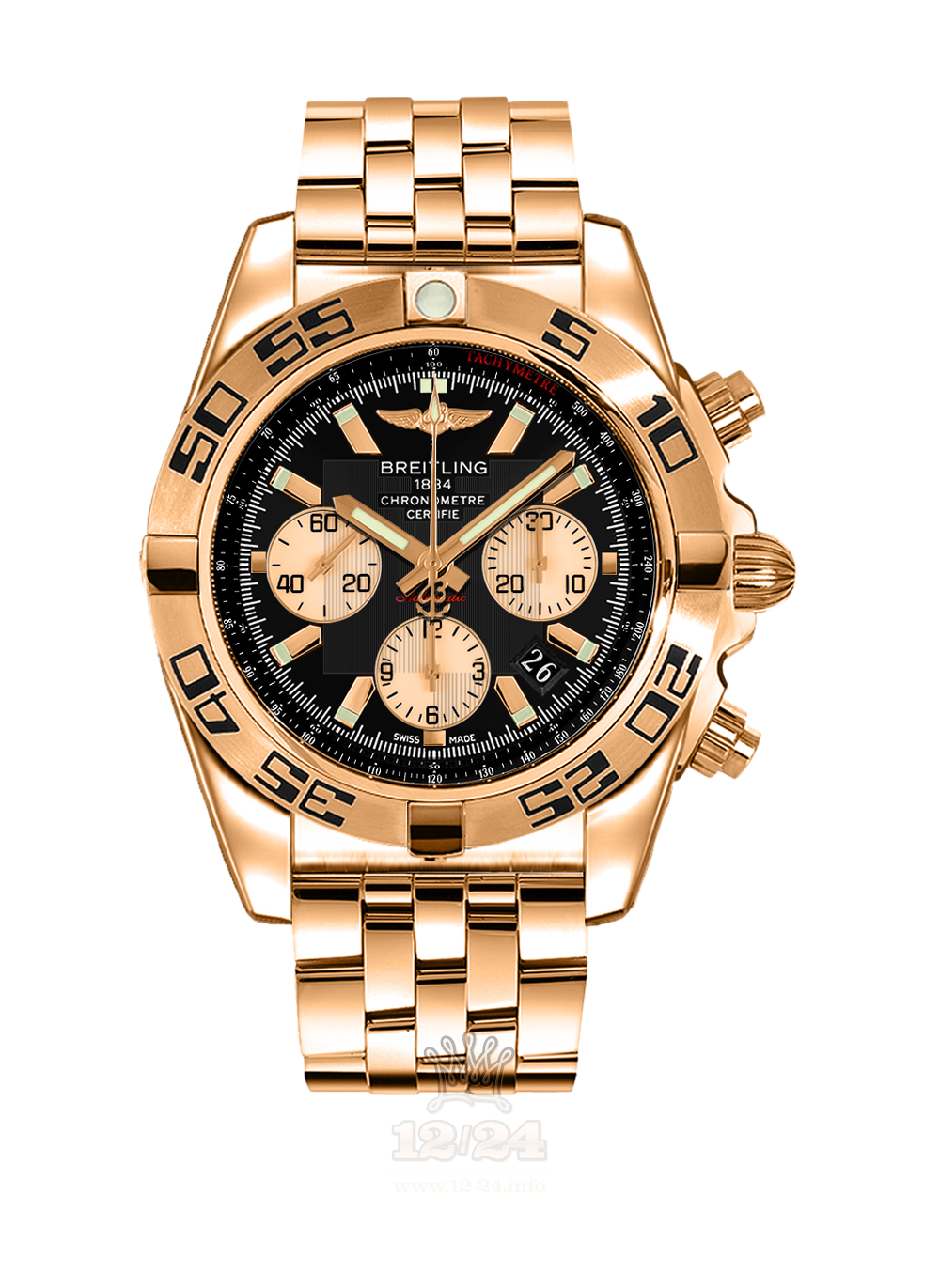 Breitling Chronomat Watch HB0110C1|B968|375H 44 mm Pink gold Case Black Dial
