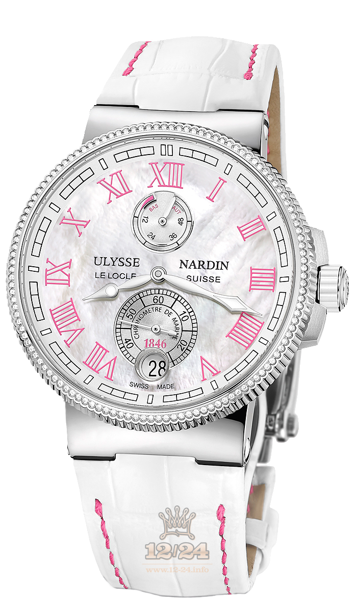 Ulysse Nardin Marine Watch 1183-126B/470 43 mm Stainless steel Titanium Case White Pink Dial