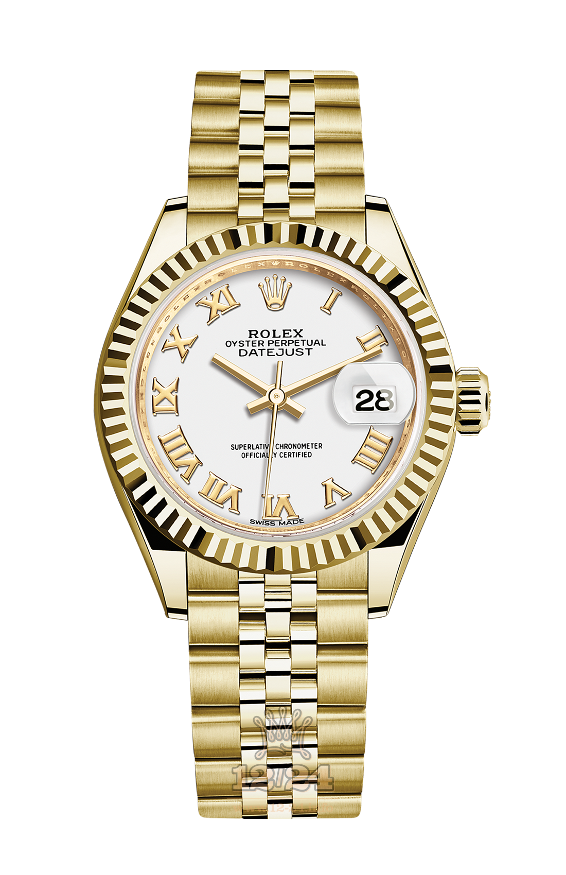 Rolex Datejust Watch 279178-0030 28 mm Yellow gold Case White Dial