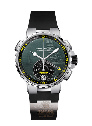Ulysse Nardin Marine Watch 1553-155LE-3/E2-ART 44 mm Stainless steel Case Black Dial