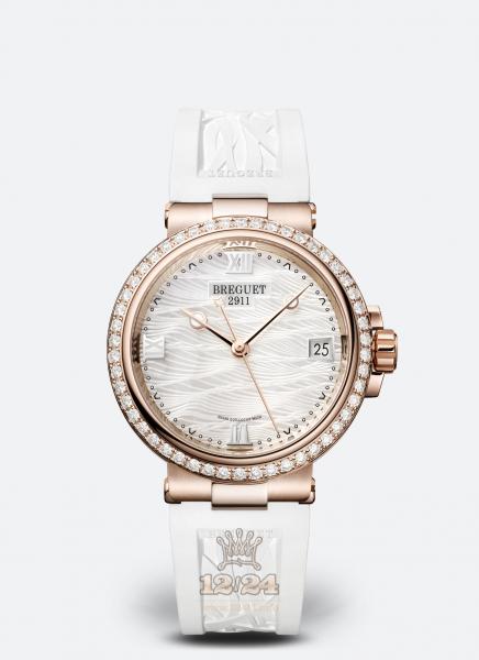 Breguet Marine Watch 9518BR/52/584/D000 34 mm Pink gold Case White Dial
