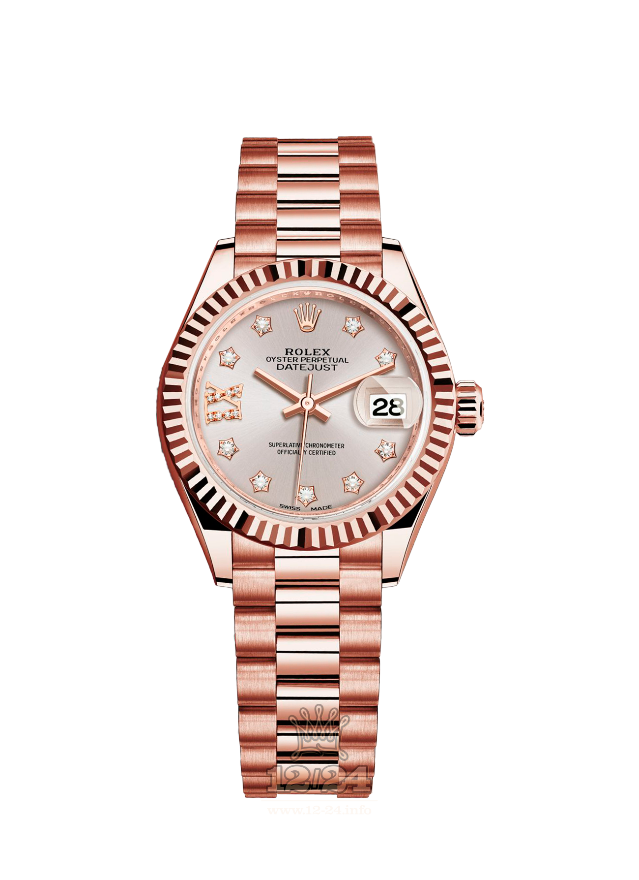 Rolex Datejust Watch 279175-0005 28 mm Pink gold Case Silver Dial
