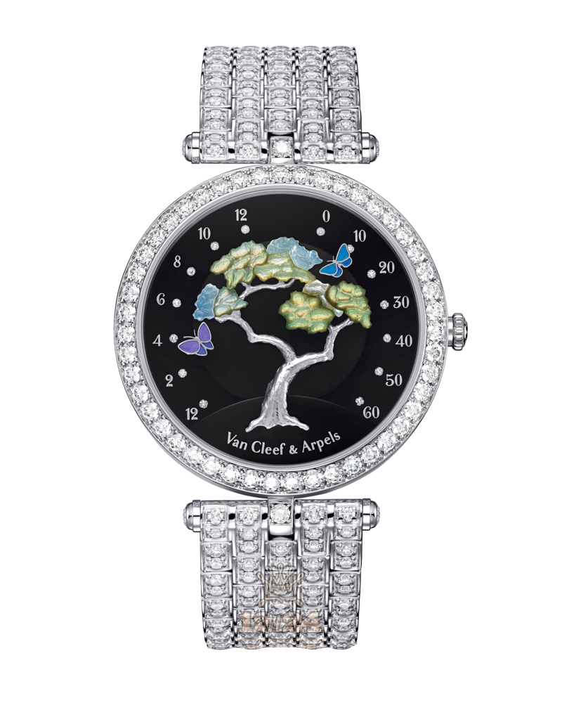 Van Cleef Poetic Complications Watch VCARO44H00 White gold Case Black Painted Dial
