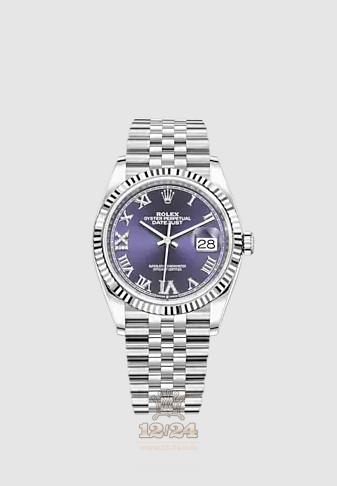 Rolex Datejust Watch 126234-0021 36 mm Stainless steel White gold Case Purple Dial