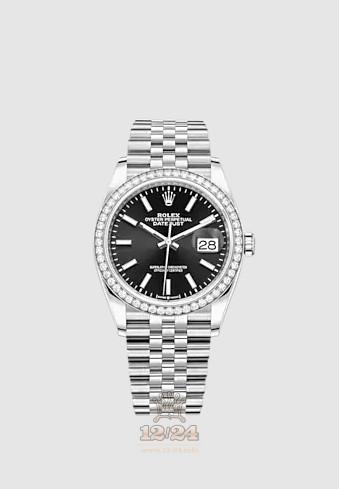 Rolex Datejust Watch 126284rbr-0007 36 mm Stainless steel White gold Case Black Dial