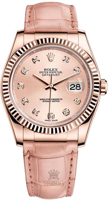 Rolex Datejust Watch 116135-0024 36 mm Pink gold Case Pink Dial