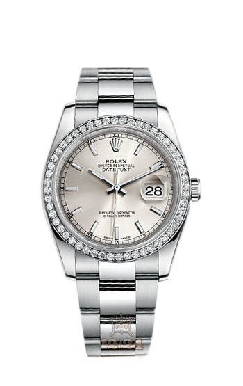 Rolex Datejust Watch 116244-0051 36 mm Steel / White gold Case Silver Dial