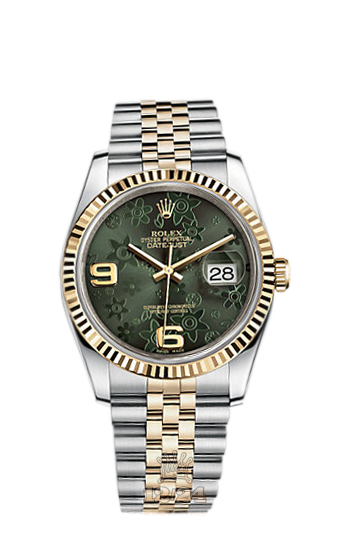 Rolex Datejust Watch 116233-0214 36 mm Steel / Yellow gold Case Green Dial