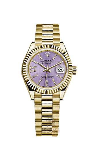 Rolex Datejust Watch 279178-0011 28 mm Yellow gold Case Purple Dial