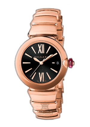 Bvlgari Lvcea Watch 102190 LUP33BGGD 33 mm Pink gold Case Black Dial