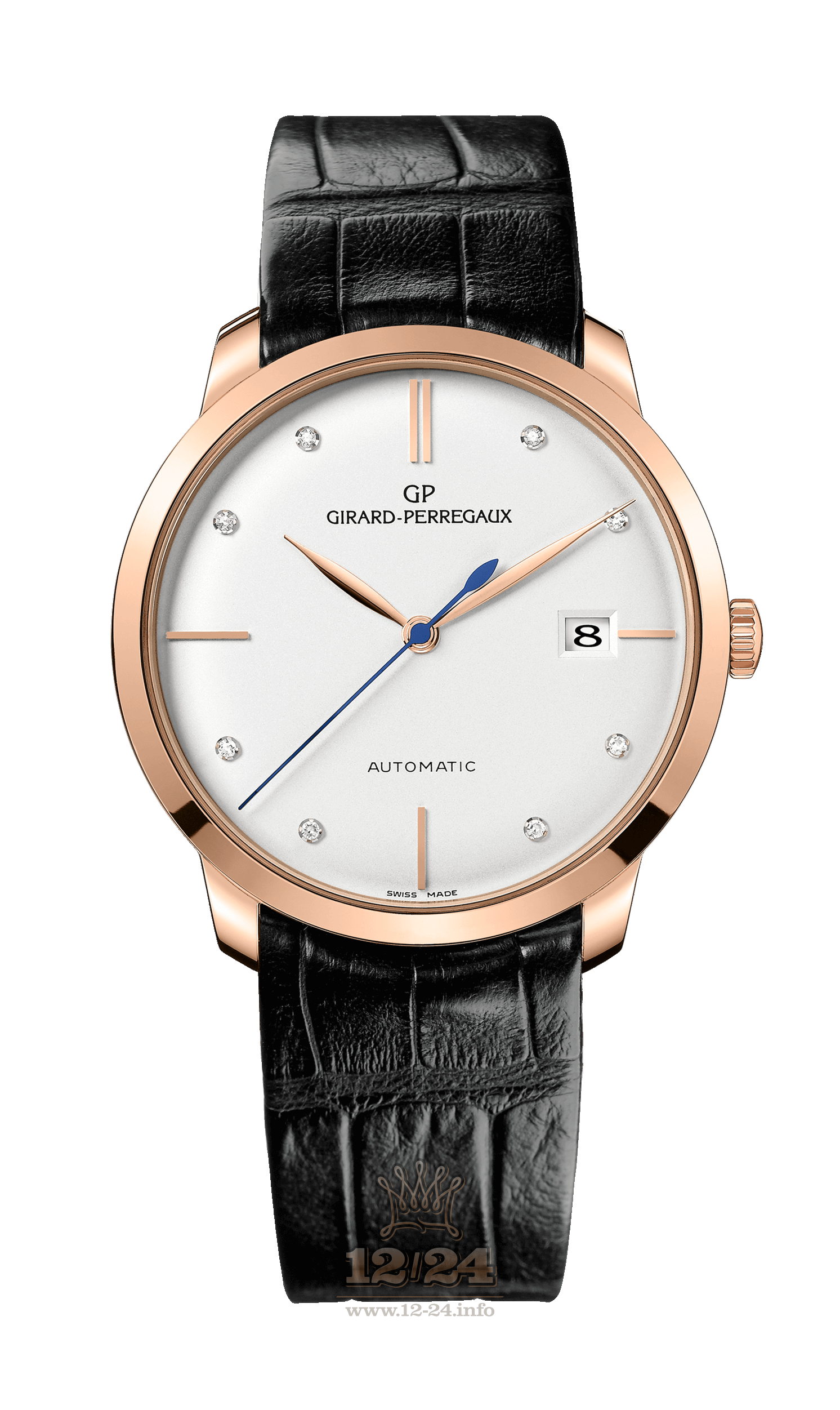 Girard Perregaux 1966 Watch 49525-52-1A1-BK6A Pink gold Case Silver Dial
