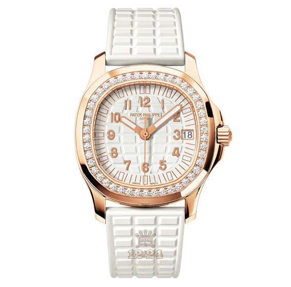 Patek Philippe Aquanaut Watch 5068R-010 36 mm Pink gold Case White Dial