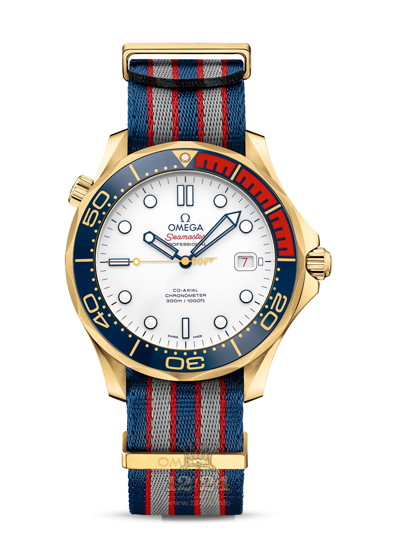 Omega Diver 300 M Watch 212.62.41.20.04.001 41 mm Yellow gold Case White Dial