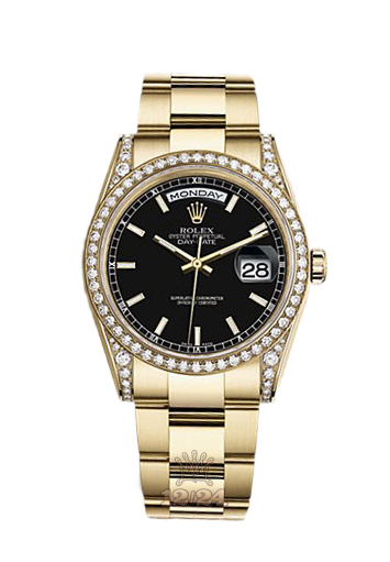 Rolex Day-Date Watch 118388-0190 36 mm Yellow gold Case Black Dial