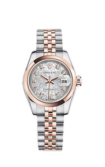 Rolex Lady-Datejust Watch 179161-0058 26 mm Steel / Pink gold Case Silver Dial