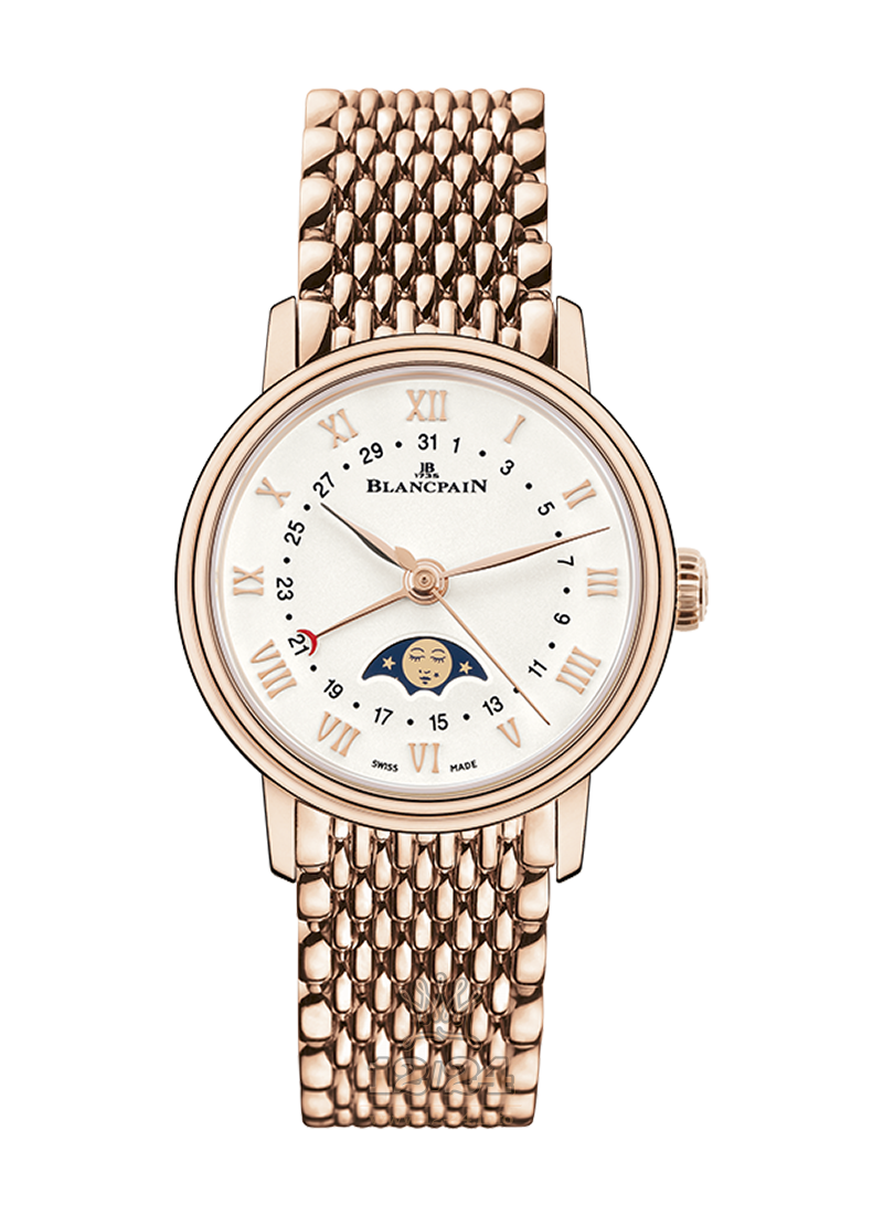 Blancpain Villeret Watch 6106-3642-MMB 29 mm Pink gold Case White Dial