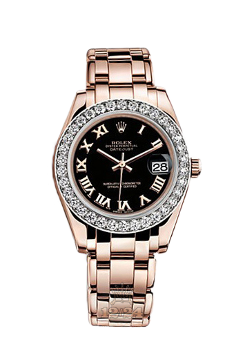 Rolex Pearlmaster Watch 81285-0044 34 mm Pink gold Case Black Dial