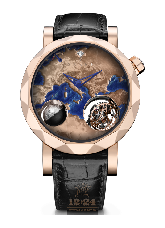 Graff MasterGraff Watch MGG48RGB_EAST_EURO 48 mm Pink gold Case Golden Dark blue Painted Dial