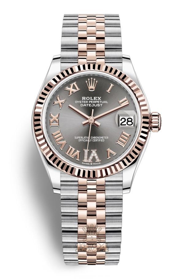 Rolex Datejust Watch 278271-0030 31 mm Stainless steel Pink gold Case Gray Silver Dial