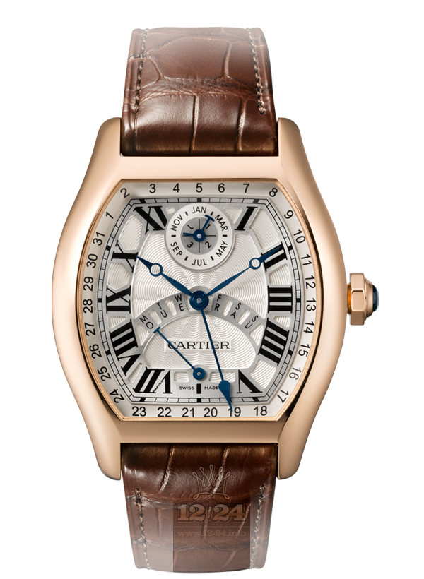 Cartier Tortue Watch W1580045 46 mm Pink gold Case White Silver Dial