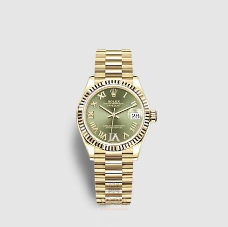 Rolex Datejust Watch 278278-0030 31 mm Yellow gold Case Green Dial