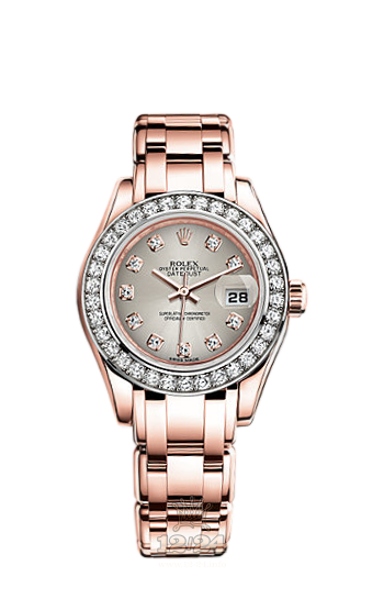 Rolex Pearlmaster Watch 80285-0021 29 mm Pink gold Case Silver Dial