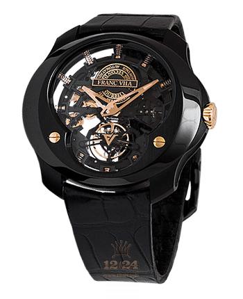 Franc Vila Montre Contemporaine Grande Complication Watch 12T.BTI-RG.001 55 mm Pink gold Titanium DLC coating Case Black Dial