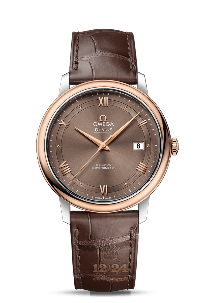 Omega Prestige Watch 424.23.40.20.13.001 40 mm Steel / Pink gold Case Brown (chocolate) Dial