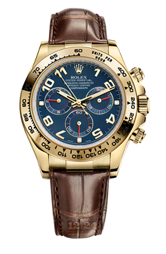 Rolex Cosmograph Daytona Watch 116518-0080 40 mm Yellow gold Case Dark blue Dial