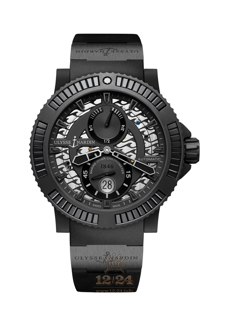 Ulysse Nardin Diver Watch 263-92B2-3C/922 46 mm Stainless steel Case Black Dial