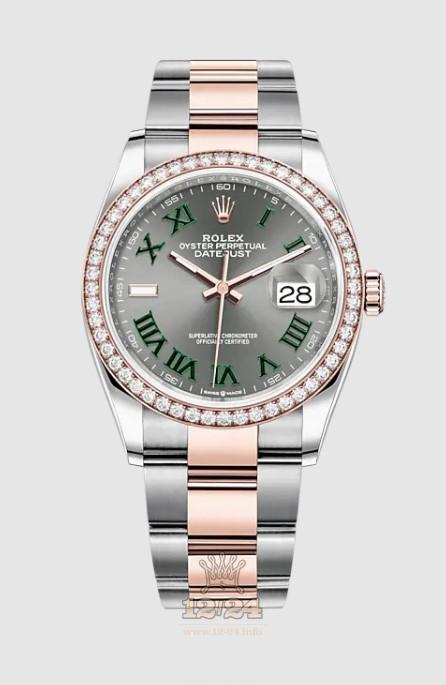 Rolex Datejust Watch 126281rbr-0018 36 mm Stainless steel Pink gold Case Gray Dial