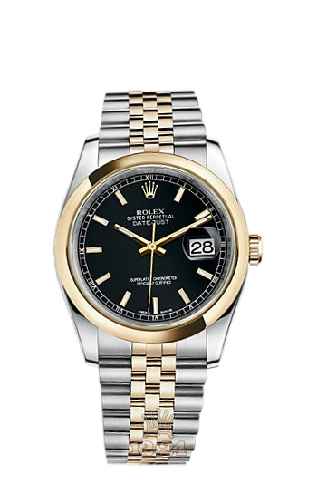 Rolex Datejust Watch 116203-0174 36 mm Steel / Yellow gold Case Black Dial