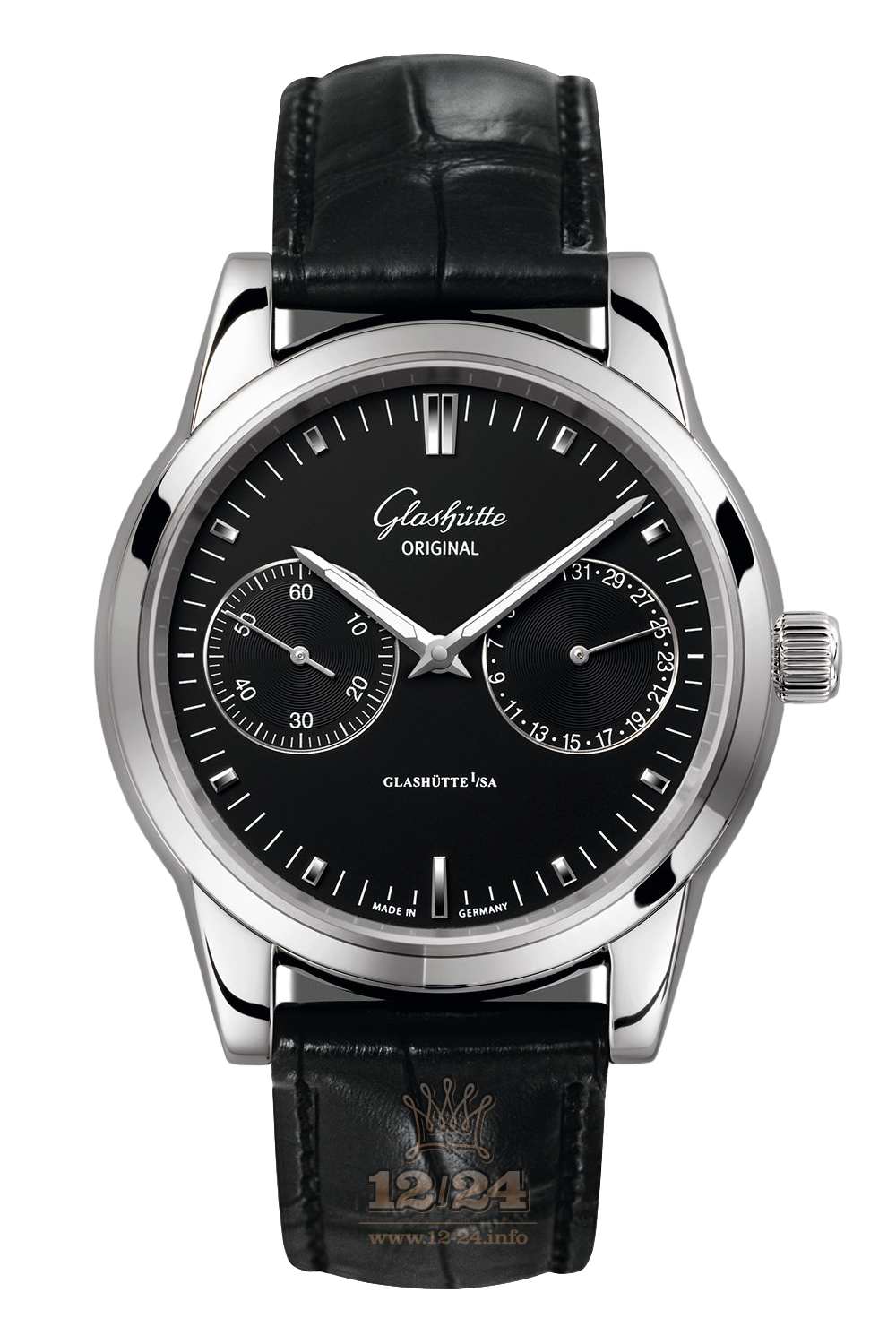 Glashutte Senator Watch 1-39-58-01-02-04 40 mm Stainless steel Case Black Dial
