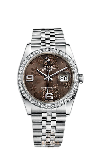 Rolex Datejust Watch 116244-0003 36 mm Steel / White gold Case Brown (chocolate) Dial