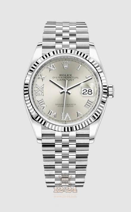 Rolex Datejust Watch 126234-0029 36 mm Stainless steel White gold Case Silver Dial