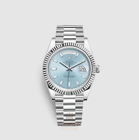 Rolex Day-Date Watch 228236-0006 40 mm Platinum Case Blue Dial