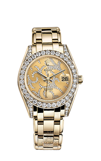 Rolex Pearlmaster Watch 81158-0079 34 mm Yellow gold Case Golden Dial