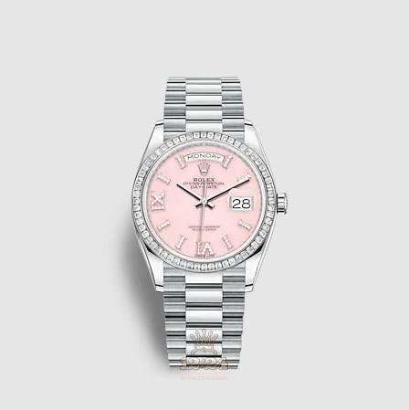 Rolex Day-Date Watch 128396tbr-0009 36 mm Platinum Case Pink Dial
